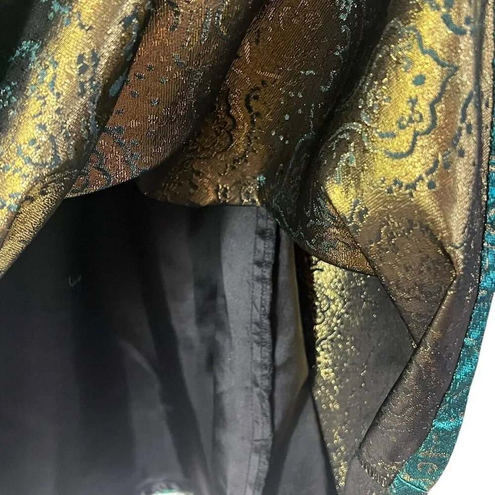The Children’s Place Girls Dress Size 14 Teal Green Gold Brocade Party Holiday
